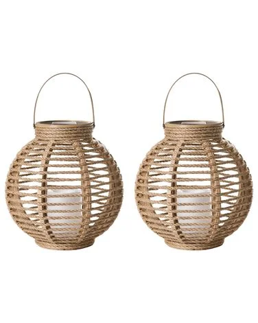 Sett med 2 solcelledrevne lanterner SEBU 30 cm Naturlig v:9738501 Sett med 2 solcelledrevne lanterner SEBU 30 cm Naturlig v:9738501