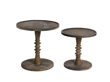 Sett med 2 sidebord THALIA Mangotre Mørkebrun v:7738433