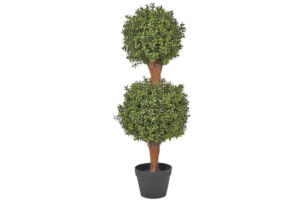 Konstgjord växt Beliani Buxus Ball Tree 38x38x92 cm Green, Dark colored wood v:7692187