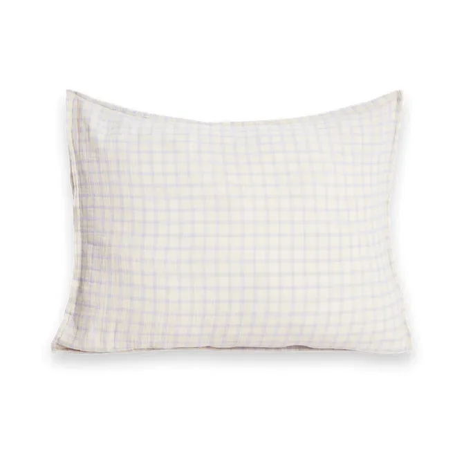 Gingham Sky Blue Muslin putetrekk v:856766