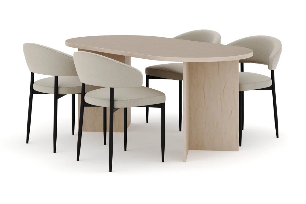 Dano Spisebord 180 cm med 4 Sawako Spisestoler v:1231083 Dano Spisebord 180 cm med 4 Sawako Spisestoler v:1231083