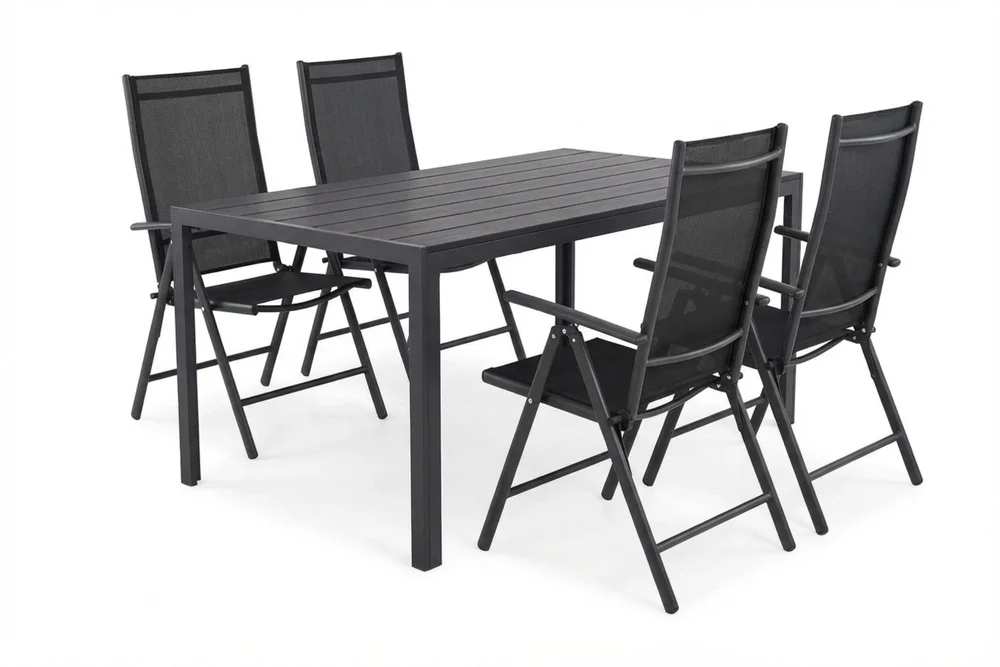 Siri spisegruppe utendørs 150 cm med 4 Maggie regulerbare stoler v:7479177