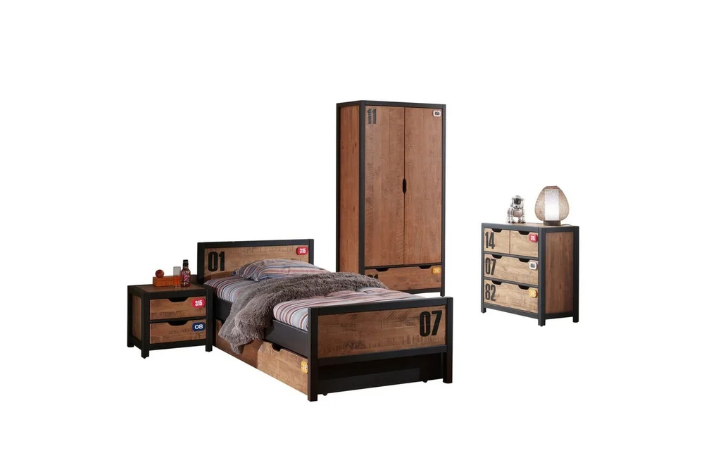 Seng med lamellbunn skuff nattbord garderobe kommode Alex v:2133717