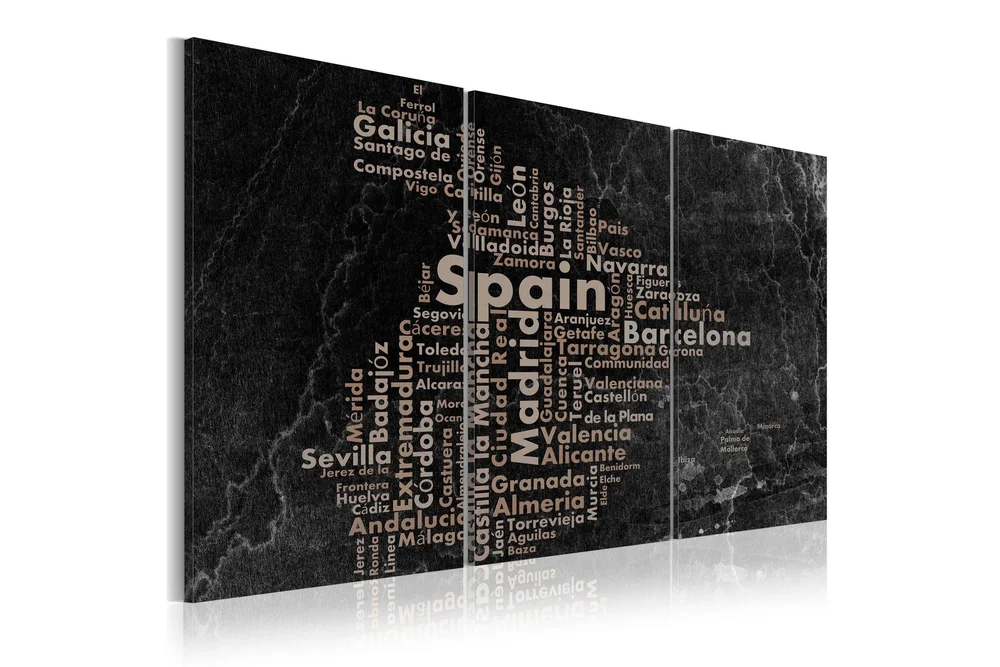 Bilde Map Of Spain On The Blackboard Triptich 60x30 v:3240041