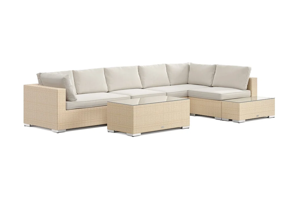Bahamas utesofa 6-seters vendbar sjeselong med avslutning og bord v:4351637