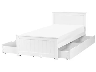 Seng med 4 skuffer SABRAN Furutre Hvit 90 x 200 cm v:4327460 Seng med 4 skuffer SABRAN Furutre Hvit 90 x 200 cm v:4327460