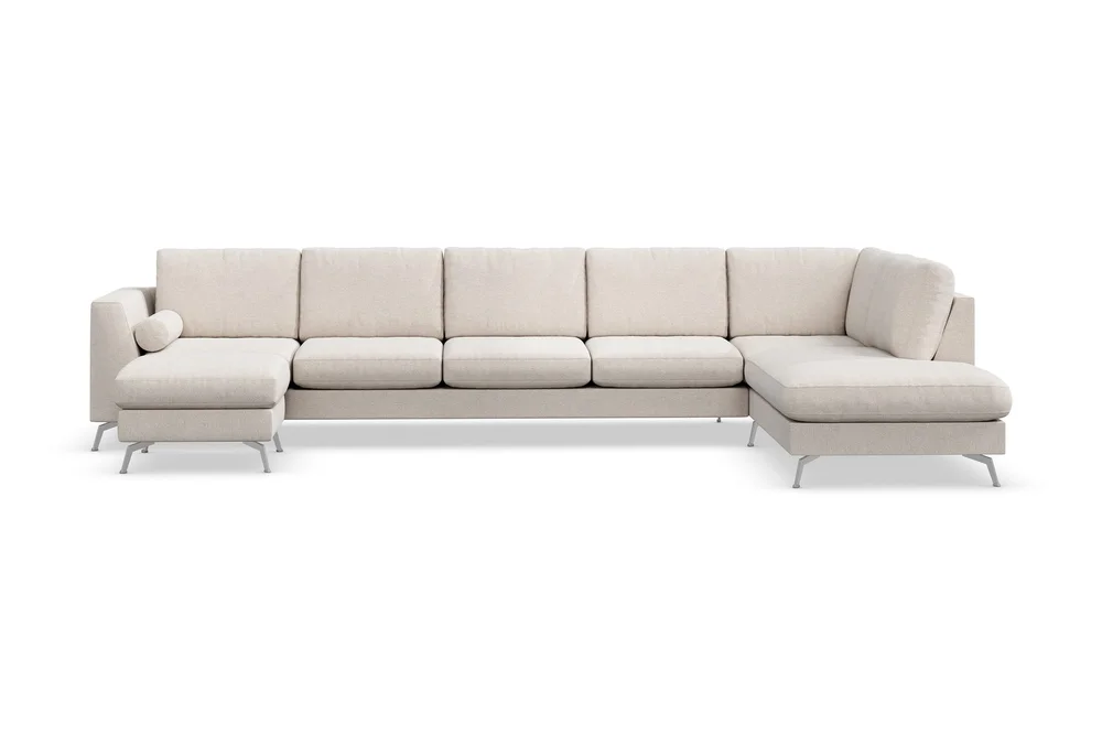 Ocean Lyx 6-seters Høyrevendt U-formet Sofa med Divan og Sjeselong + Fotskammel i Stoff v:1164013