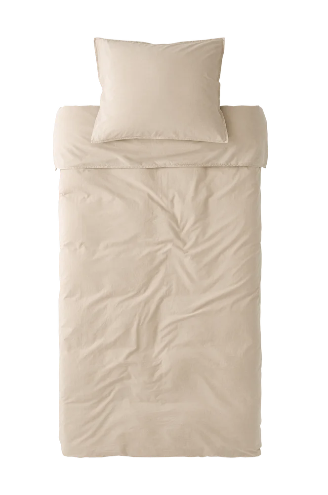 Sengesett Rania i vintagevasket bomull - Beige - Tekstiler | m v:6645322