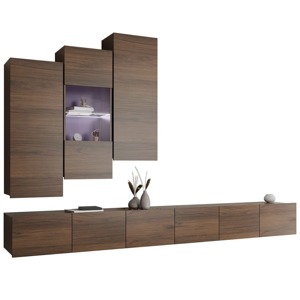 Tessan TV-veggseksjon med LED-belysning v:4275469