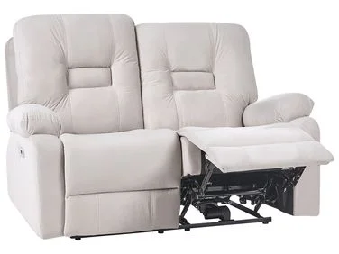 Elektrisk reclinersofa 2-seters BERGEN med USB-inngang Fløyel Lys beige v:3451413 Elektrisk reclinersofa 2-seters BERGEN med USB-inngang Fløyel Lys beige v:3451413