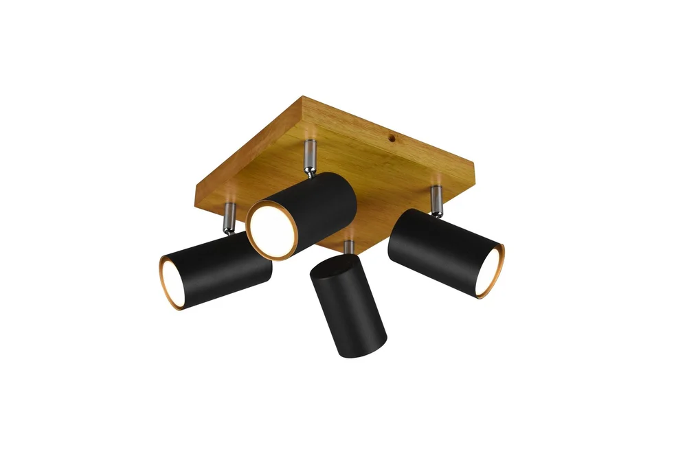 Trio Lighting Marley spot 4L GU10 matt svart/tre v:2898540 Trio Lighting Marley spot 4L GU10 matt svart/tre v:2898540