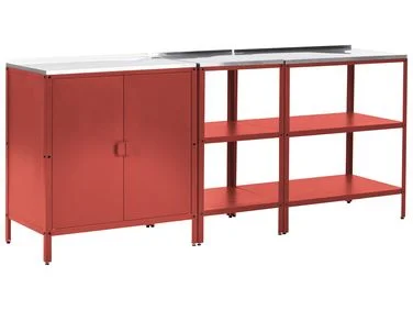 Utekjøkkensett i 3 deler VILAMA Rød Metall v:9194709 Utekjøkkensett i 3 deler VILAMA Rød Metall v:9194709