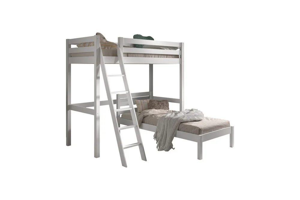 Enkeltseng og matchende sammenrullbar ryggelamellbunn Pino Mezzanine 90 x 200 cm v:8990238 Enkeltseng og matchende sammenrullbar ryggelamellbunn Pino Mezzanine 90 x 200 cm v:8990238