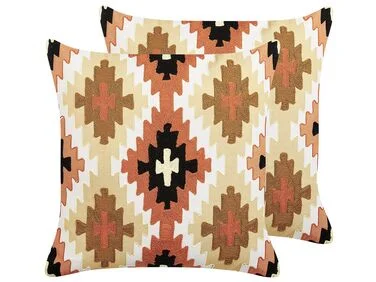 Sett med 2 pynteputer SERAMPORE 50 x 50 cm Bomull Flerfarget Geometrisk mønster v:4581237 Sett med 2 pynteputer SERAMPORE 50 x 50 cm Bomull Flerfarget Geometrisk mønster v:4581237