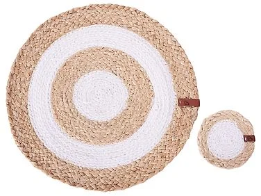 Sett med spisebrikker og glassbrikker TUMERIC Jute Naturlig v:7814690 Sett med spisebrikker og glassbrikker TUMERIC Jute Naturlig v:7814690