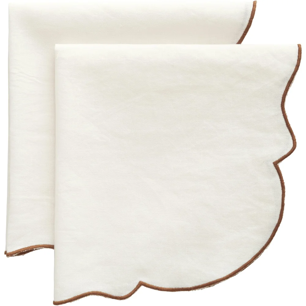 Gia Serviett 45×45 cm 2-pk, Hvit / Brun v:7193984 Gia Serviett 45×45 cm 2-pk, Hvit / Brun v:7193984