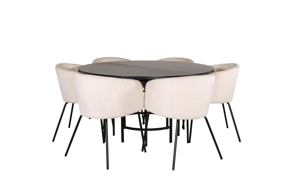 Spisegruppe Möbelfashion Copenhagen spisegruppe 140 cm rund med 6 Berit-stoler Beige v:1495167
