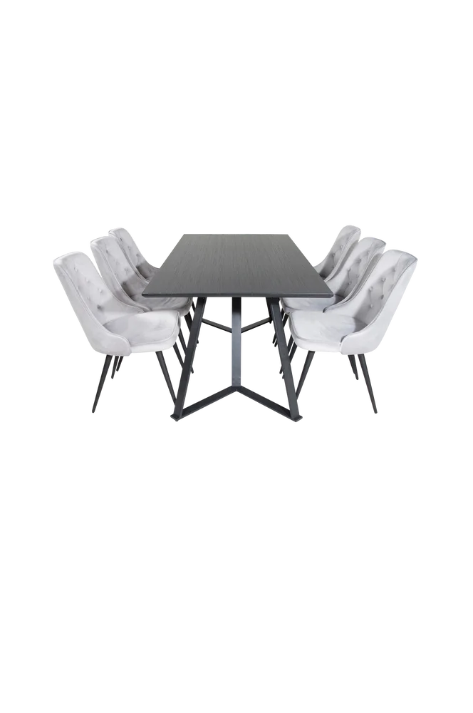 Spisegruppe Maggie med 6 stk spisestoler Valleta - Svart m v:4064245