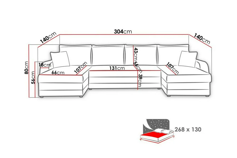 Kintore 4-sits Hörnbäddsoffa Black/Light grey v:9099216