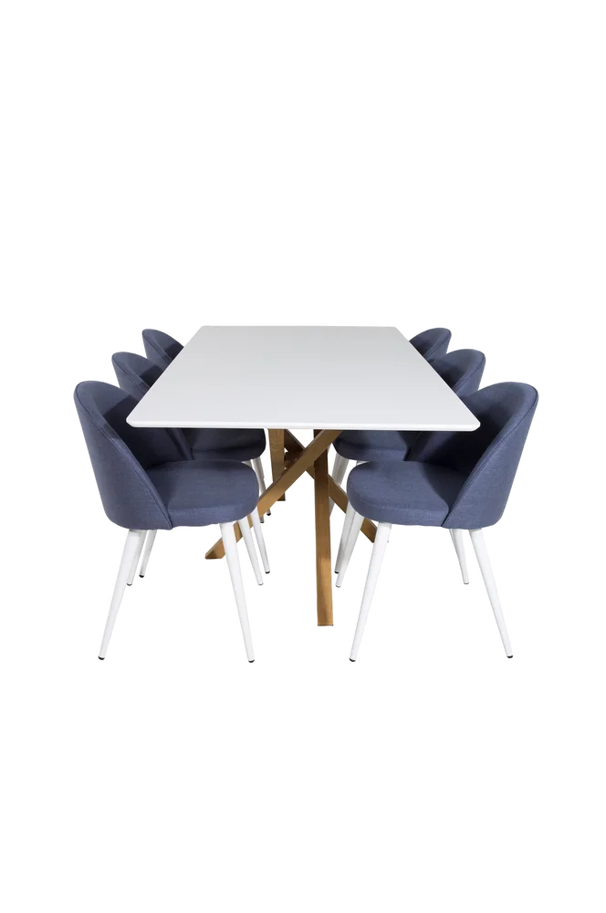Spisebordssett Piazza med 6 stoler Velvet – Hvit m v:2489500 Spisebordssett Piazza med 6 stoler Velvet – Hvit m v:2489500