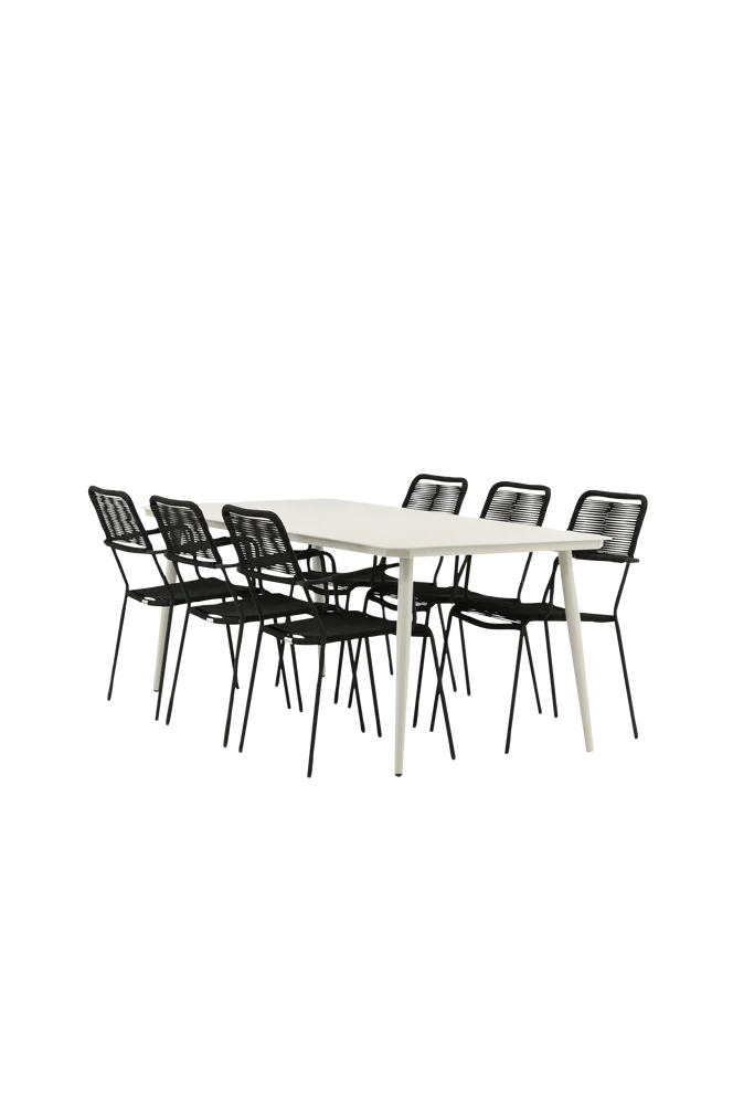 Spisegruppe Lina med 6 spisestoler Lindos - Beige - Utemøbler & hage | m v:9889067
