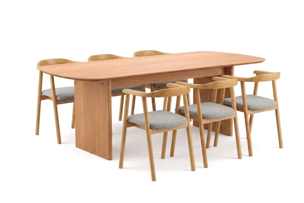 Alma spisegruppe rektangulær 220 cm eik med 6 Jolie spisestoler v:7291838 Alma spisegruppe rektangulær 220 cm eik med 6 Jolie spisestoler v:7291838