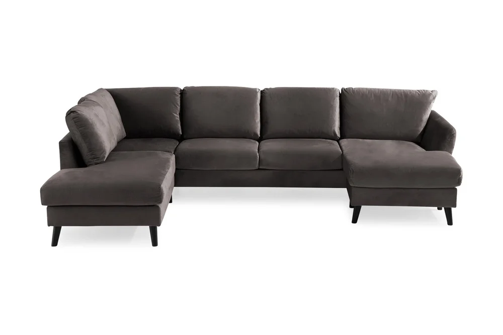 Trend 4-seters Venstrevendt U-formet Sofa med Divan og Sjeselong i Fløyel v:4034711