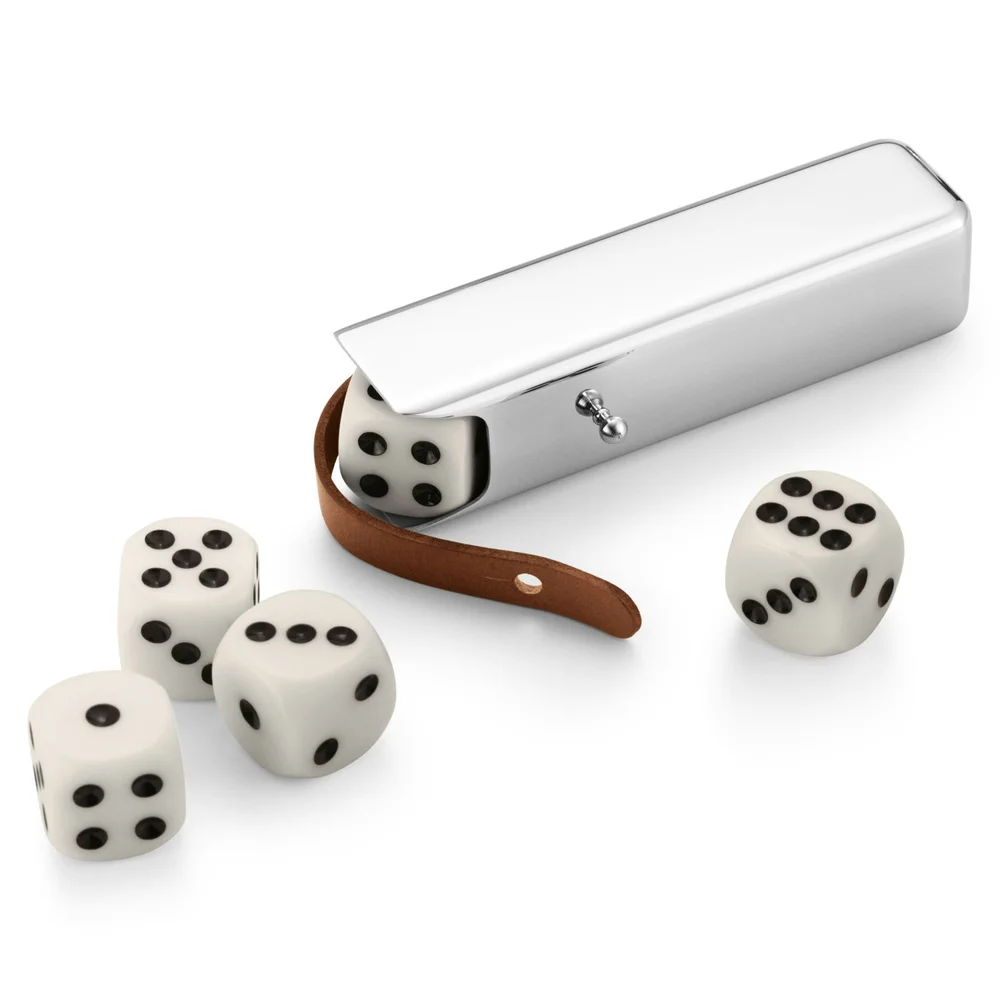 Sky Dice Case Spill Beholder med Terninger, Rustfritt Stål / Skinn v:4267706