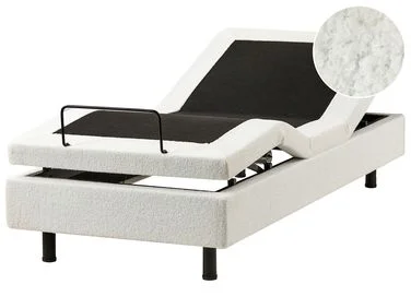 Justerbar seng uten hodegjerde Bouclé DUKE 80 x 200 cm Off white v:111826