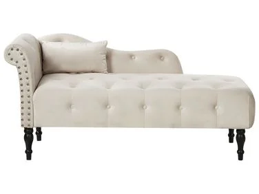 Venstrevendt sjeselong IVRY Fløyel Lys beige v:652868