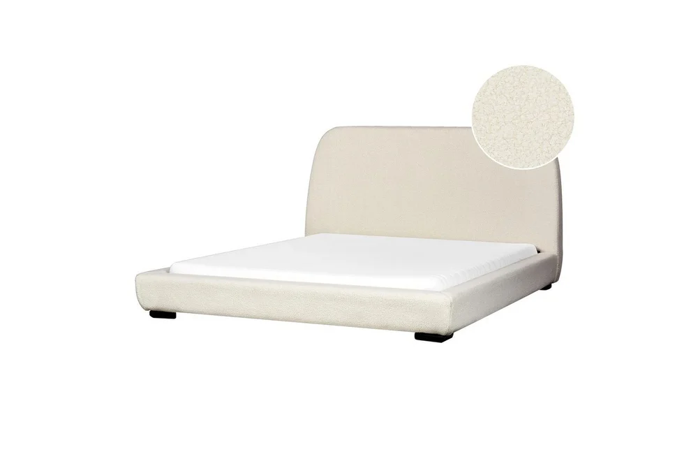 Dubbelsäng Beliani Roisel med lamellram 160×200, Bouclé Beige 160×200 VALUE_MISSING_4 v:2897726