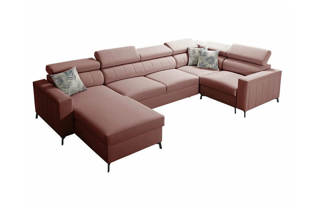 Galbally 5-sits Hörnbäddsoffa Light pink v:7689809