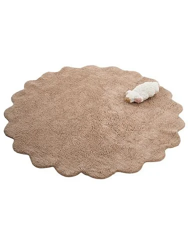 Barneteppe ANEGUNDI Lysebrun ø 120 cm Bomull med pute v:5564729