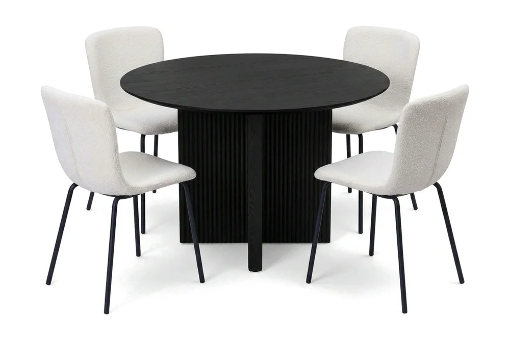 Edda spisegruppe rund 110 cm svart med 4 Katy spisestoler v:6674893 Edda spisegruppe rund 110 cm svart med 4 Katy spisestoler v:6674893