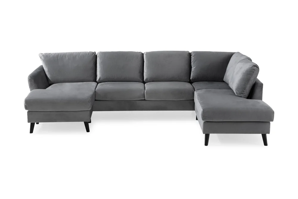 Trend 4-seters Høyrevendt U-formet Sofa med Divan og Sjeselong i Fløyel v:5459187 Trend 4-seters Høyrevendt U-formet Sofa med Divan og Sjeselong i Fløyel v:5459187