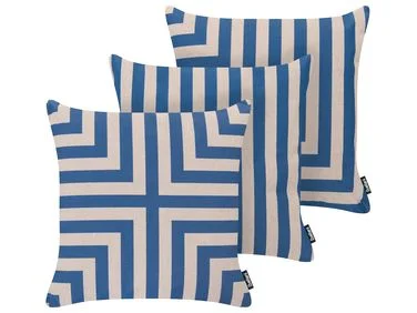 Sett med 3 utendørsputer APIOS Geometrisk mønster 45 x 45 cm Beige/blå v:877793