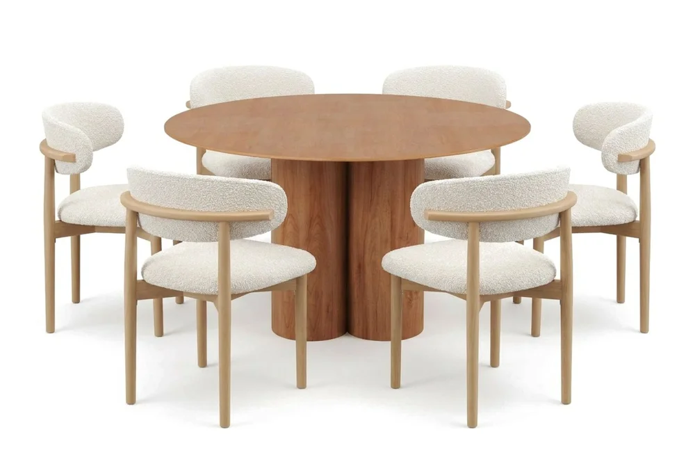 Juno spisegruppe rund 130 cm eik med 6 Jaiveer spisestoler v:3667478 Juno spisegruppe rund 130 cm eik med 6 Jaiveer spisestoler v:3667478