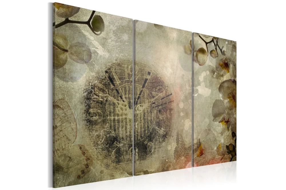 Bilde Vintage Clock And Orchid Triptych 60x40 v:5459595
