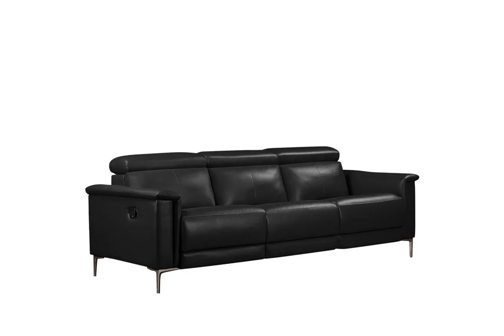 Sofa 3-seter Lund Svart, PU, Manuell hvilestol v:5008530 Sofa 3-seter Lund Svart, PU, Manuell hvilestol v:5008530