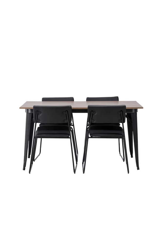 Spisegruppe Tempe med 4 stk spisestoler Kenth - Brun m v:2262408