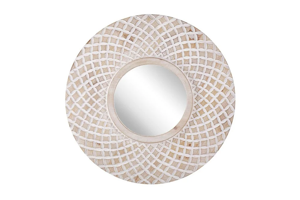 Väggspegel Beliani Pomaro Light colored wood||White v:1839210