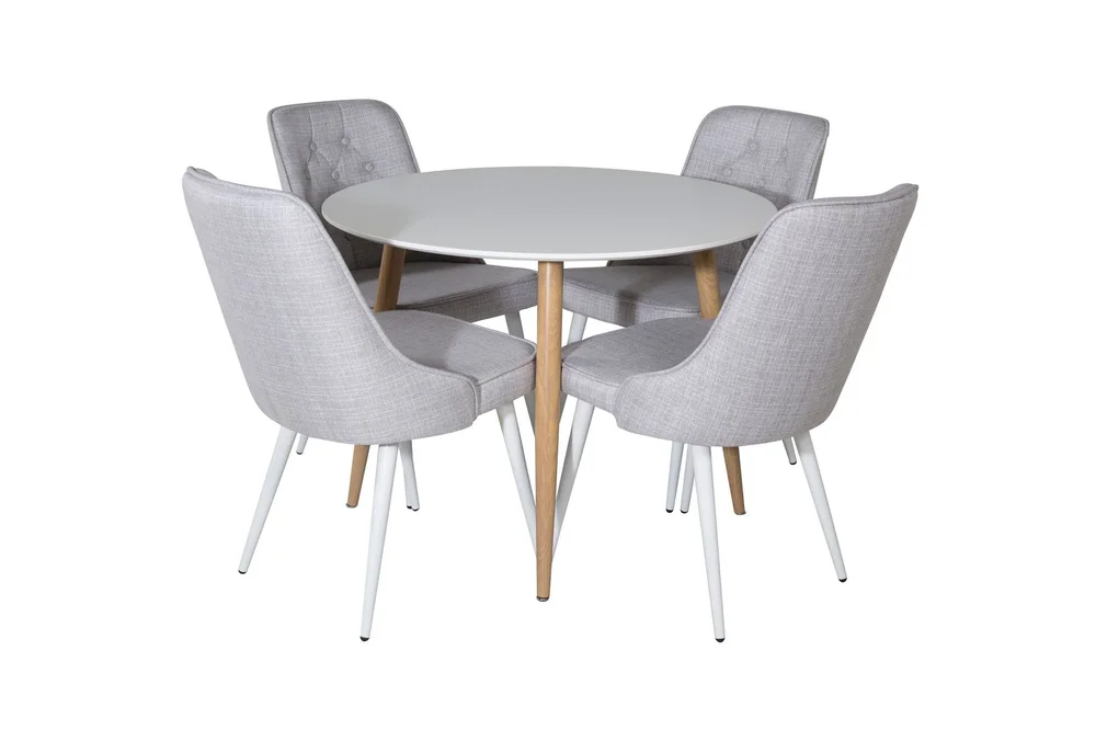 Plaza Spisegruppe 100 cm Rund med 4 Velvet Stoler v:6446137
