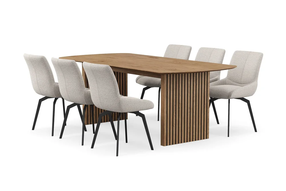 Richeto spisegruppe 210 cm med 6 Mora snurrestoler v:6686066