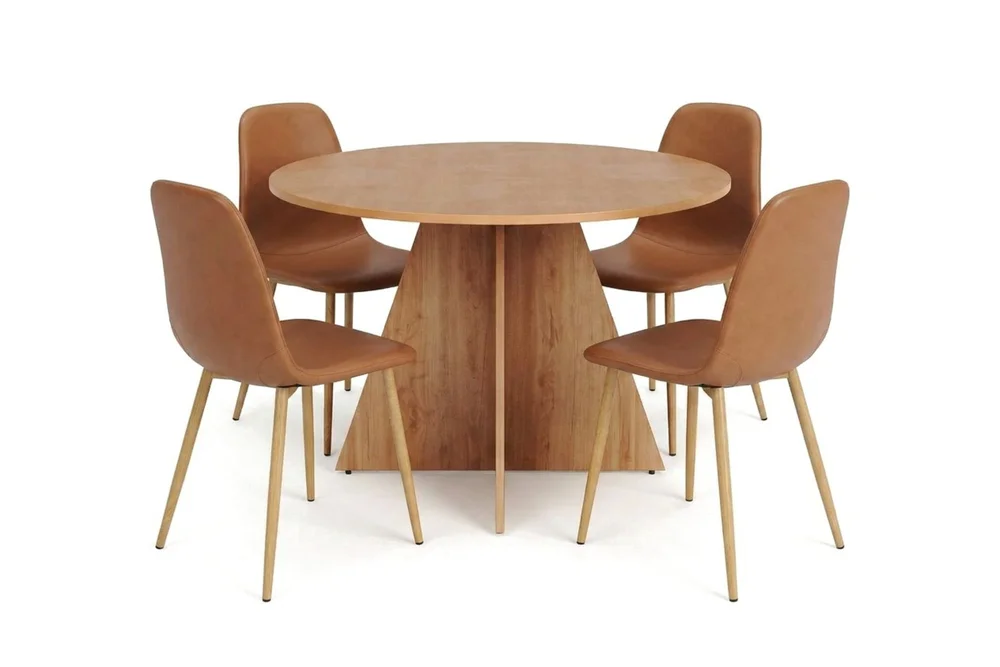 Vera spisegruppe rund 110 cm eik med 4 Nibe spisestoler v:9292952