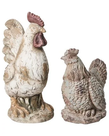 Sett med 2 hagestatuer SPECCHIA Kylling Beige v:4410605