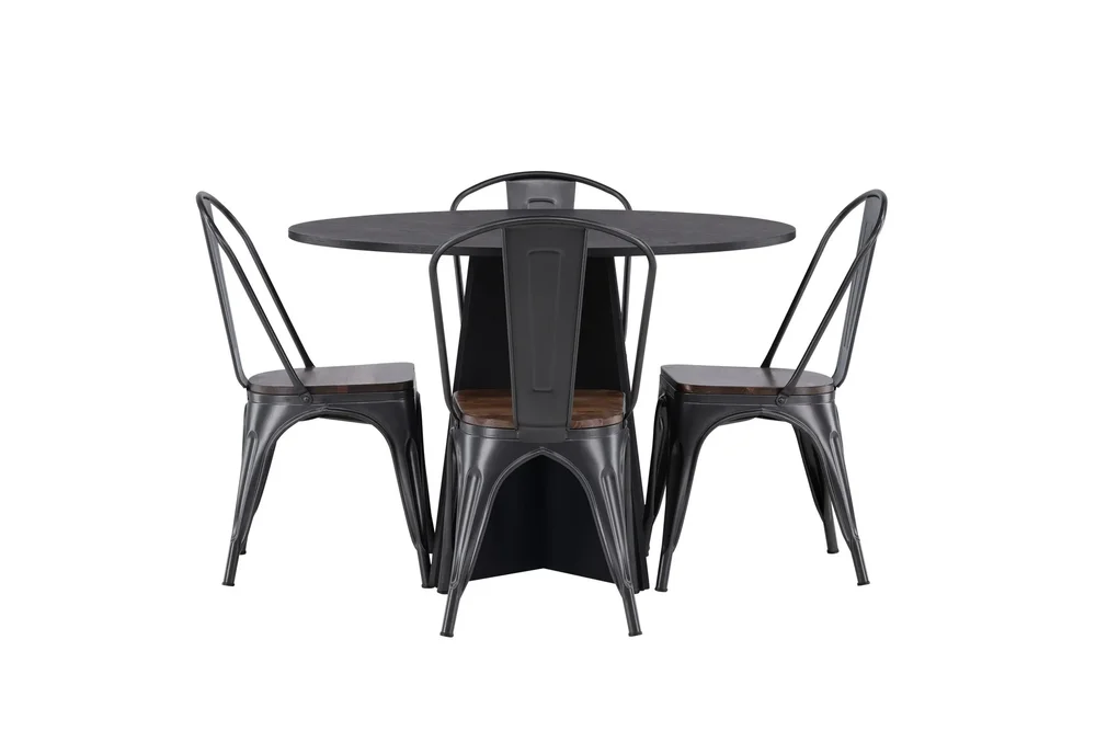 Bootcut Spisegruppe 110 cm Rund med 4 Tempe Stoler v:6969567 Bootcut Spisegruppe 110 cm Rund med 4 Tempe Stoler v:6969567