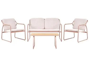 Loungesett til hagen med bord 4-seters CALASCIO Metall Lys beige v:7614800 Loungesett til hagen med bord 4-seters CALASCIO Metall Lys beige v:7614800