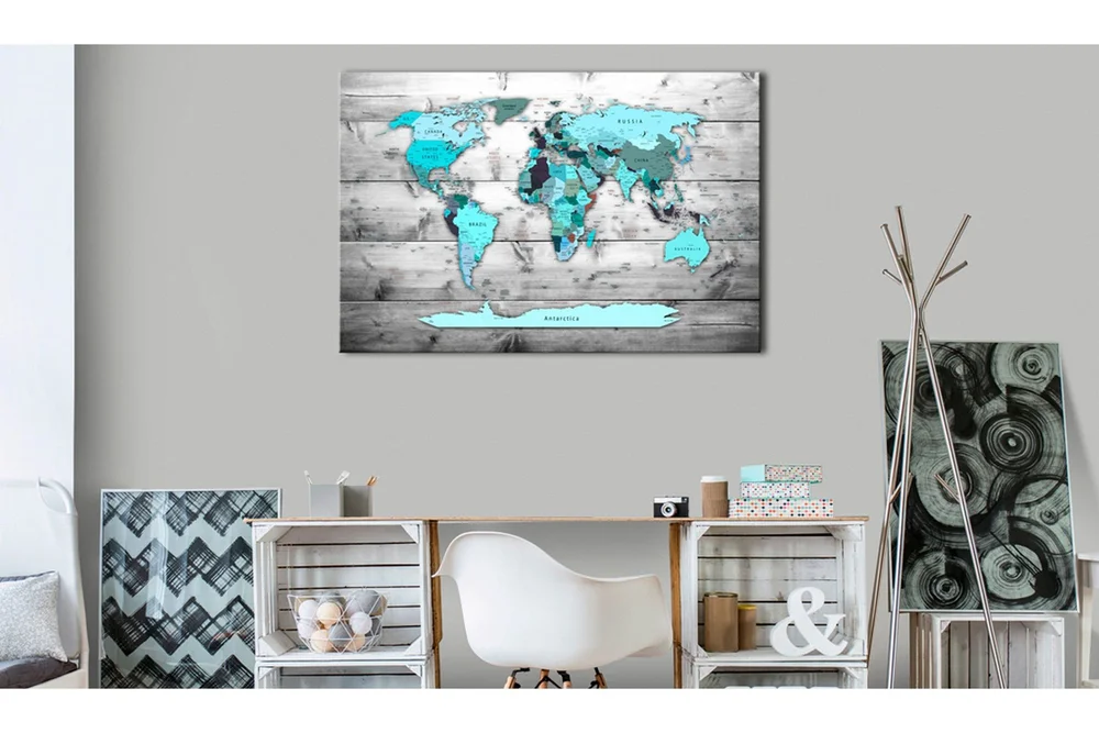 Tavle World Map: Blue World 90X60 v:9836814