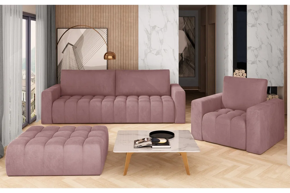 Alazaro Sofagruppe 3-seter + Lenestol + Puff v:7151629 Alazaro Sofagruppe 3-seter + Lenestol + Puff v:7151629