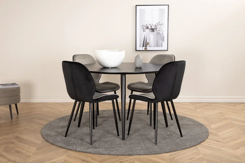 Dipp Spisegruppe 115 cm Rund med 4 Emsa Stoler v:2456016 Dipp Spisegruppe 115 cm Rund med 4 Emsa Stoler v:2456016